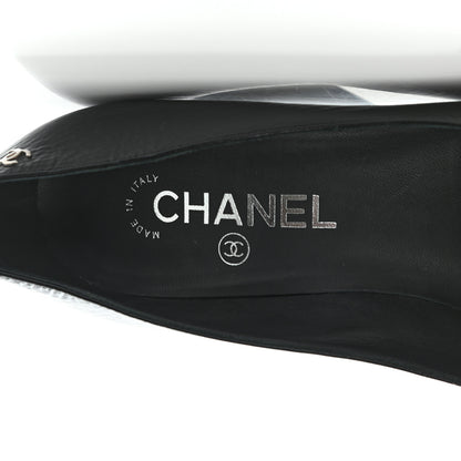 Chanel Crumpled Calfskin Cap Toe Pumps 37 Black 9 of 12