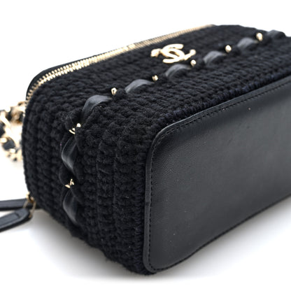 Chanel Lambskin Crochet Quilted Small Vanity Case With Chain Black 9 of 10