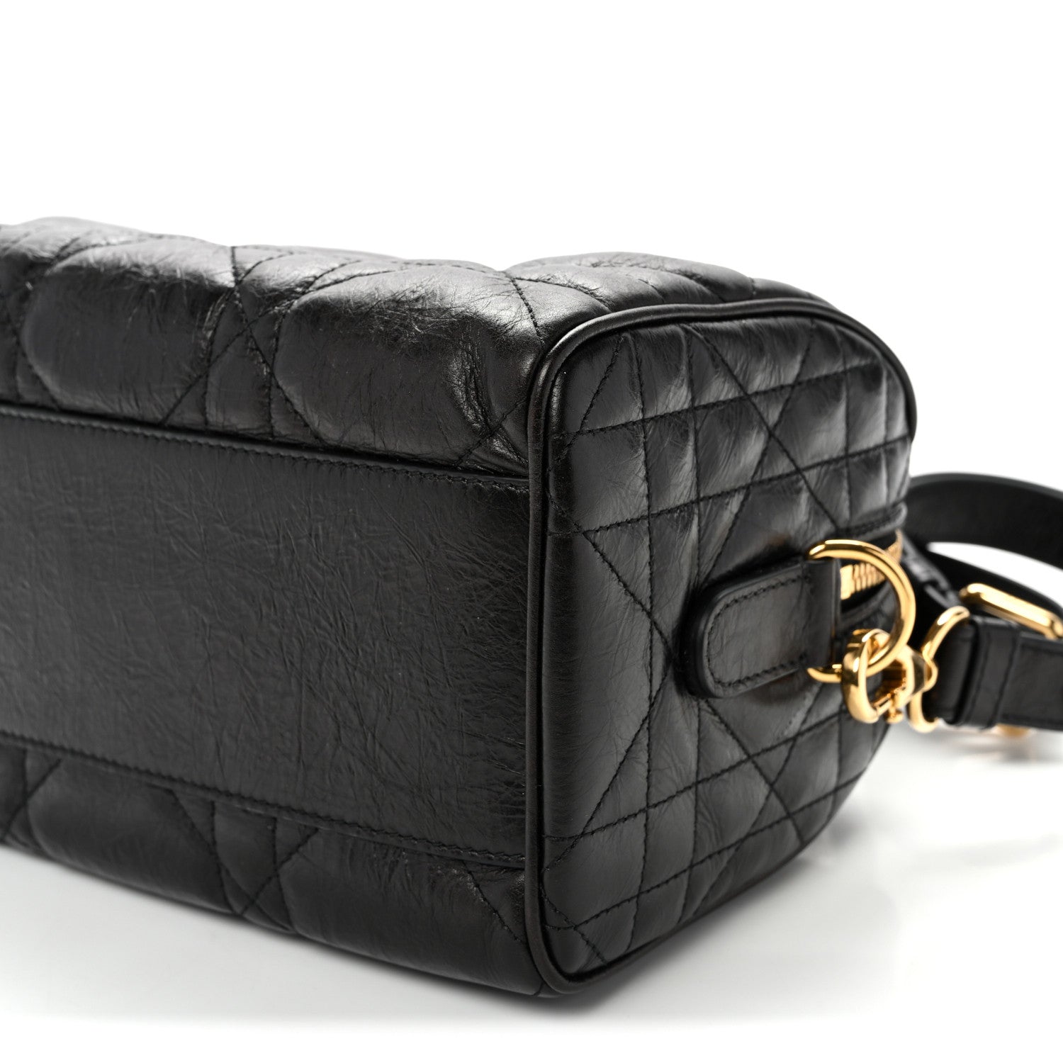 Christian Dior Crinkled Calfskin Macrocannage Groove 20 Bag Black 10 of 10