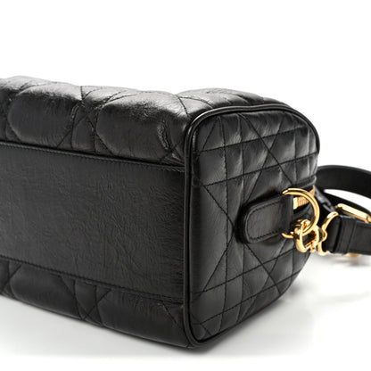 Christian Dior Crinkled Calfskin Macrocannage Groove 20 Bag Black 10 of 10