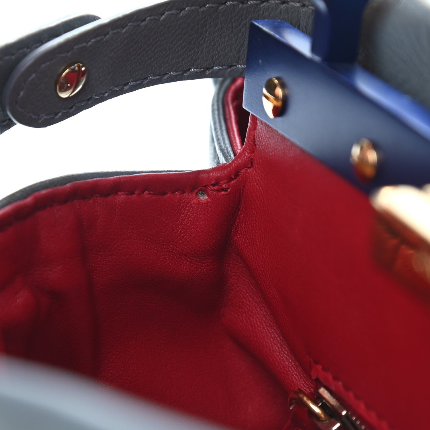 Fendi Nappa Colorblock Mini Peekaboo Iconic Satchel Grigio Chiaro Fragola Blue 19 of 20