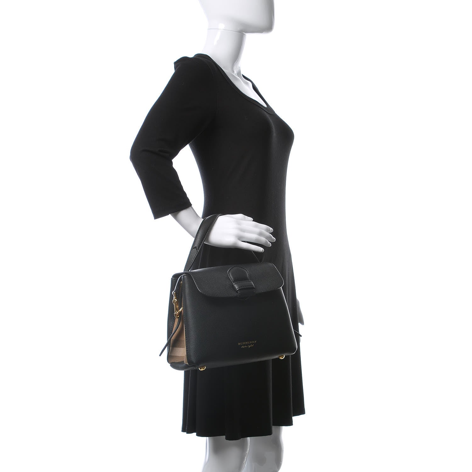 Burberry Derby Calfskin House Check Small Camberley Black 3 of 12
