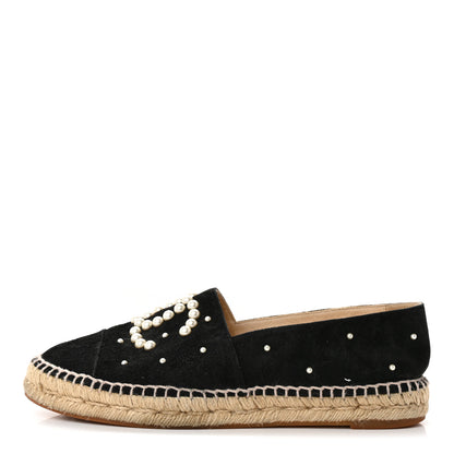 Chanel Suede Pearl CC Espadrilles 40 Black 1 of 15
