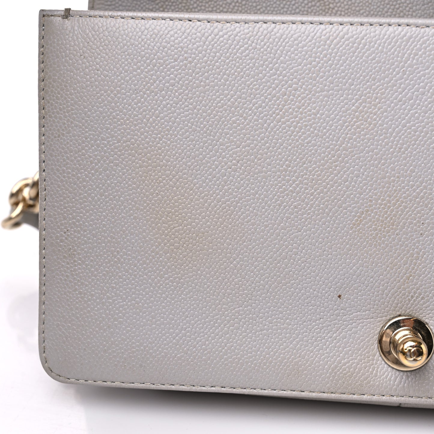 Caviar Quilted Medium Boy Flap Light Grey