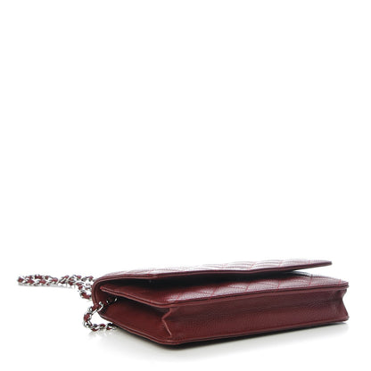 Chanel Caviar Quilted Wallet on Chain WOC Burgundy 4 of 8