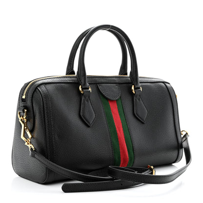 Gucci Textured Dollar Calfskin Web Medium Ophidia Boston Black 3 of 11