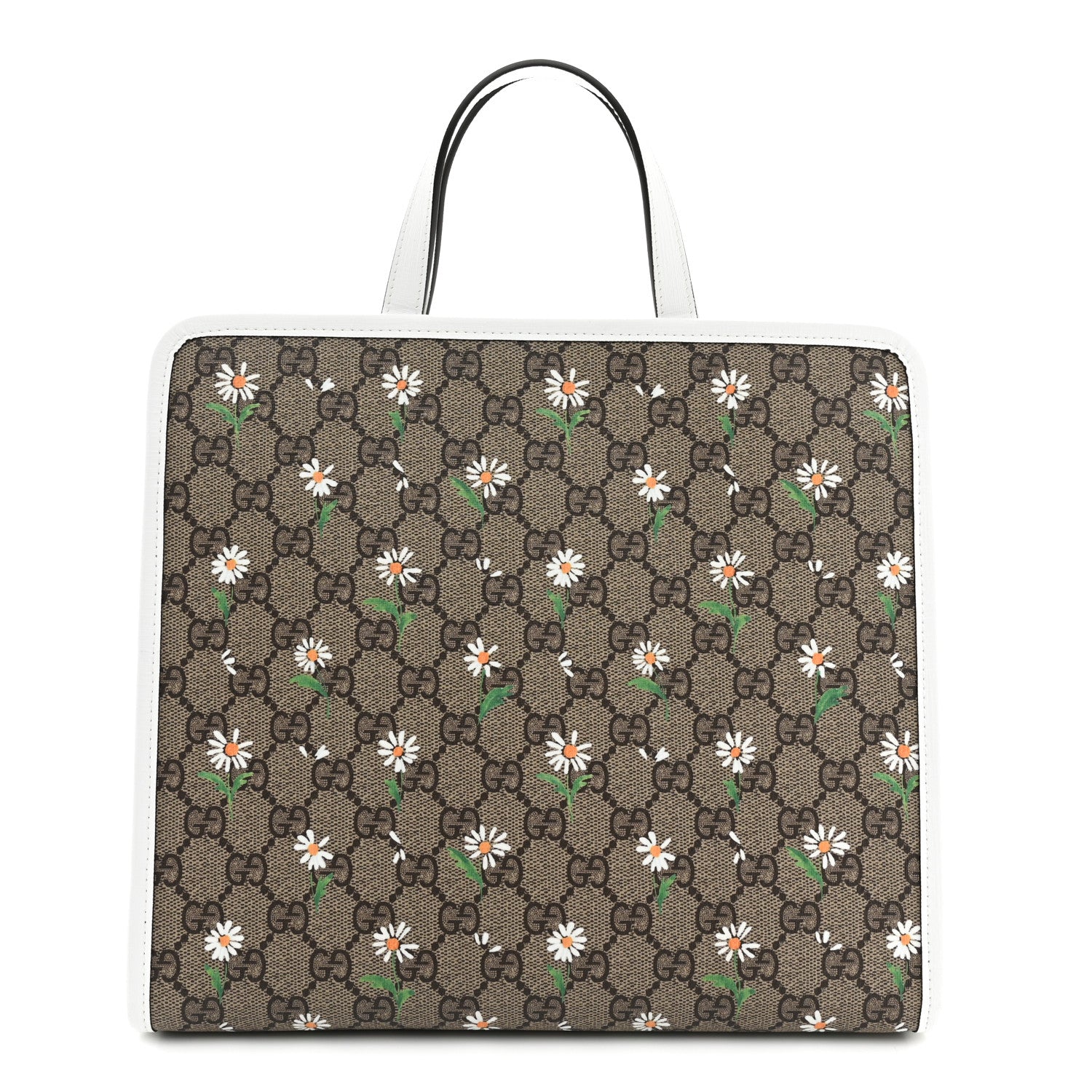 Gucci GG Supreme Monogram Daisies Childrens Tote Beige Ebony Great White 1 of 10