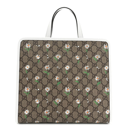 Gucci GG Supreme Monogram Daisies Childrens Tote Beige Ebony Great White 1 of 10