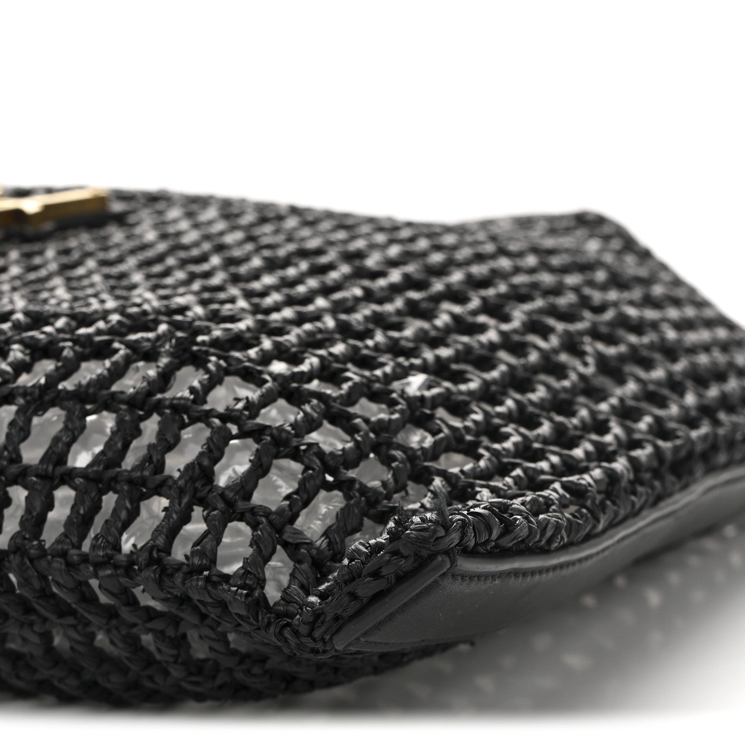 Saint Laurent Raffia Calfskin Oxalis Shoulder Bag Black 10 of 10