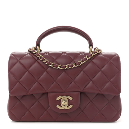 Chanel Lambskin Quilted Mini Top Handle Rectangular Flap Burgundy 2 of 23