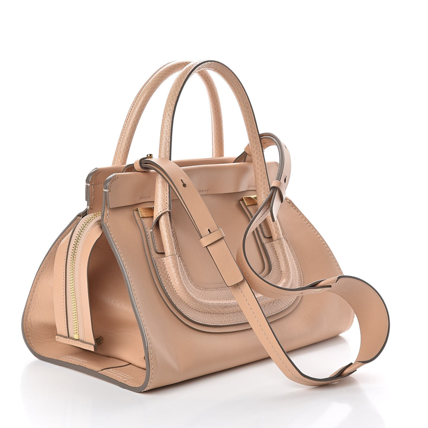 Calfskin Ayers Top Handle Shoulder Bag Beige