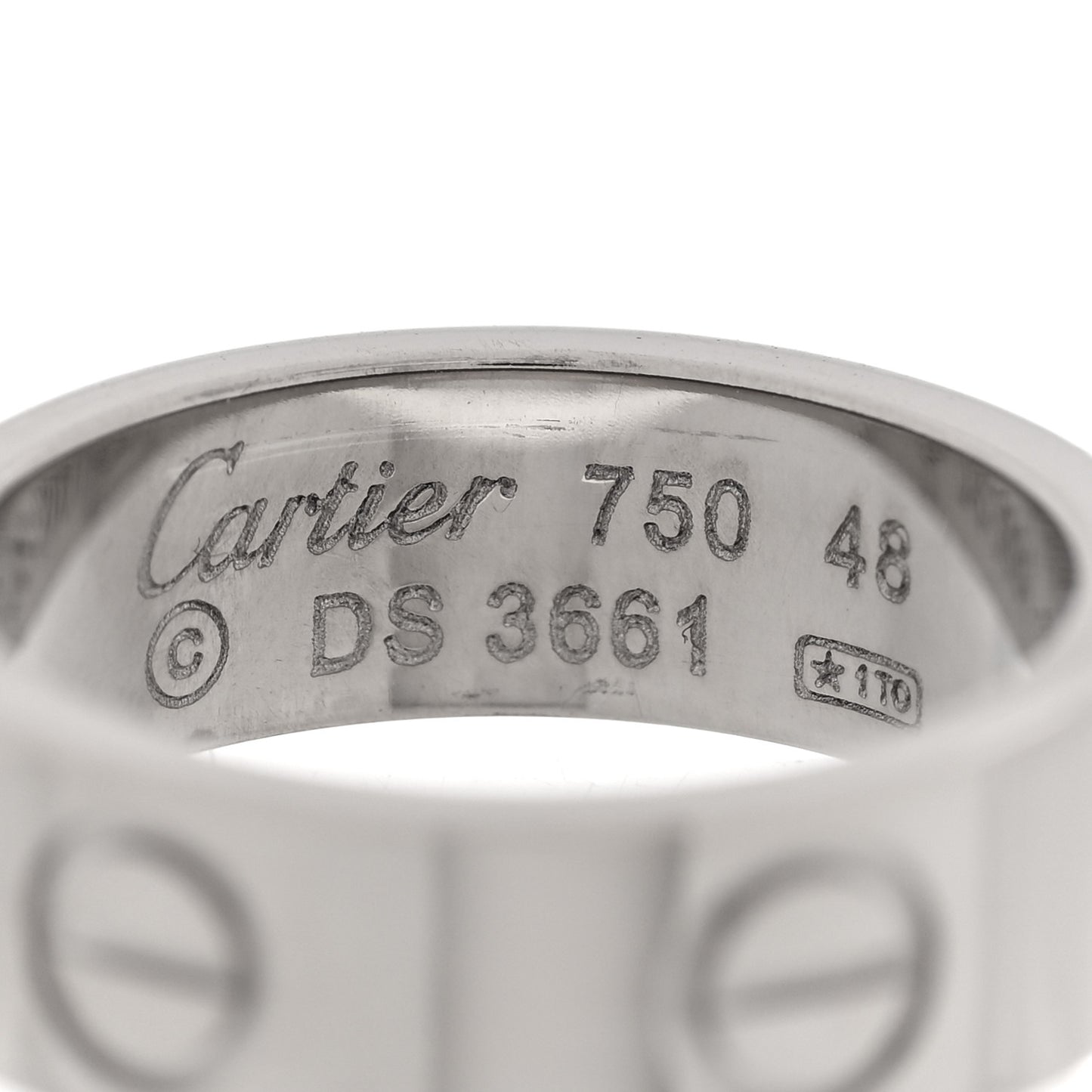 18K White Gold 5.5mm LOVE Ring 48 4.5
