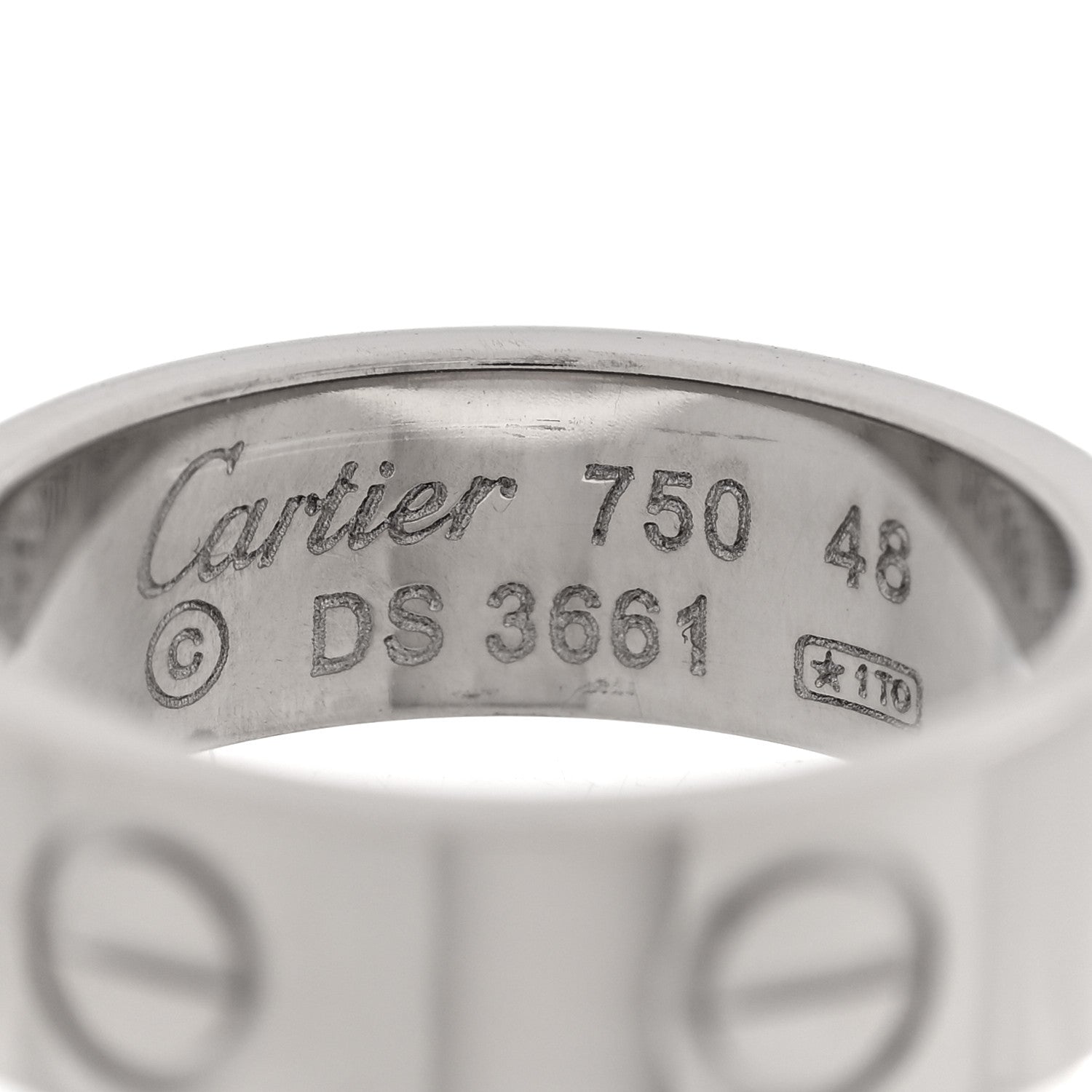 Cartier 18K White Gold 5.5mm LOVE Ring 48 4.5 4 of 4