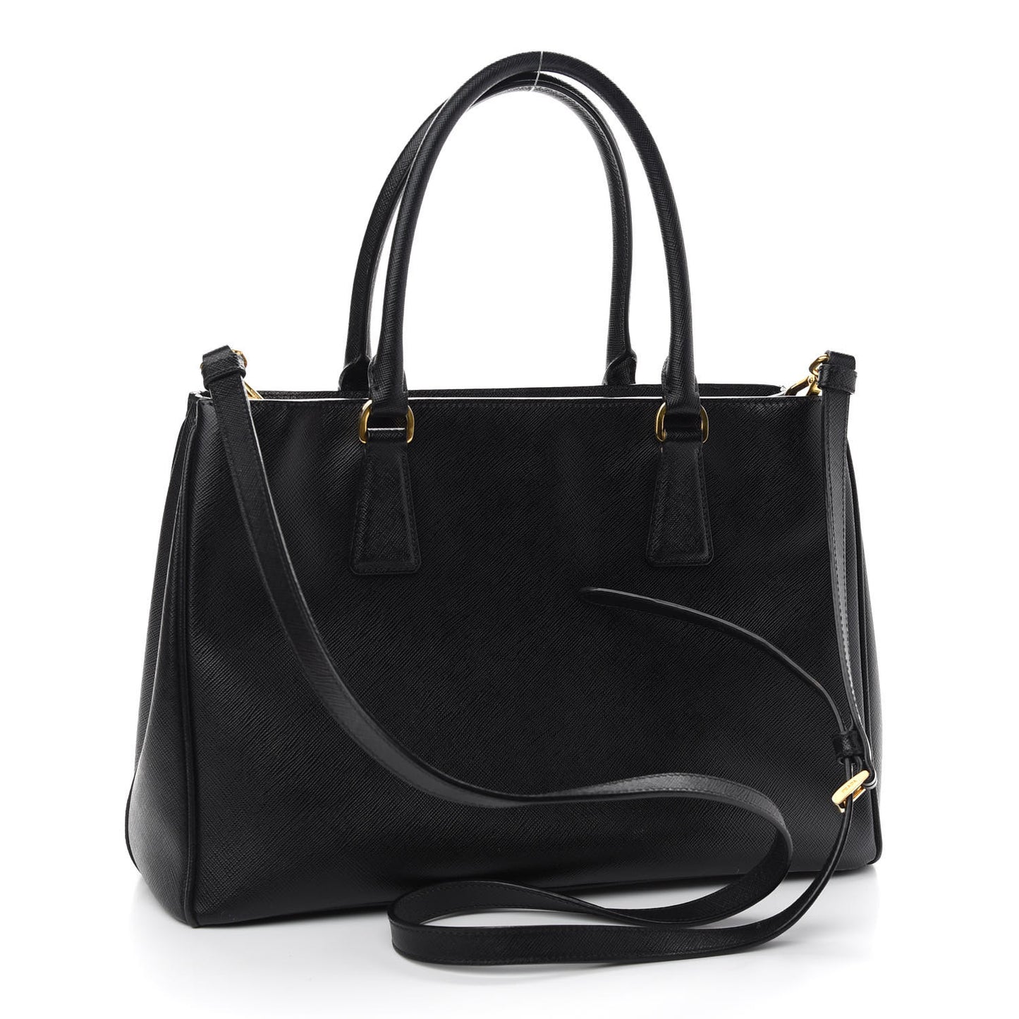 Saffiano Medium Galleria Double Zip Tote Black