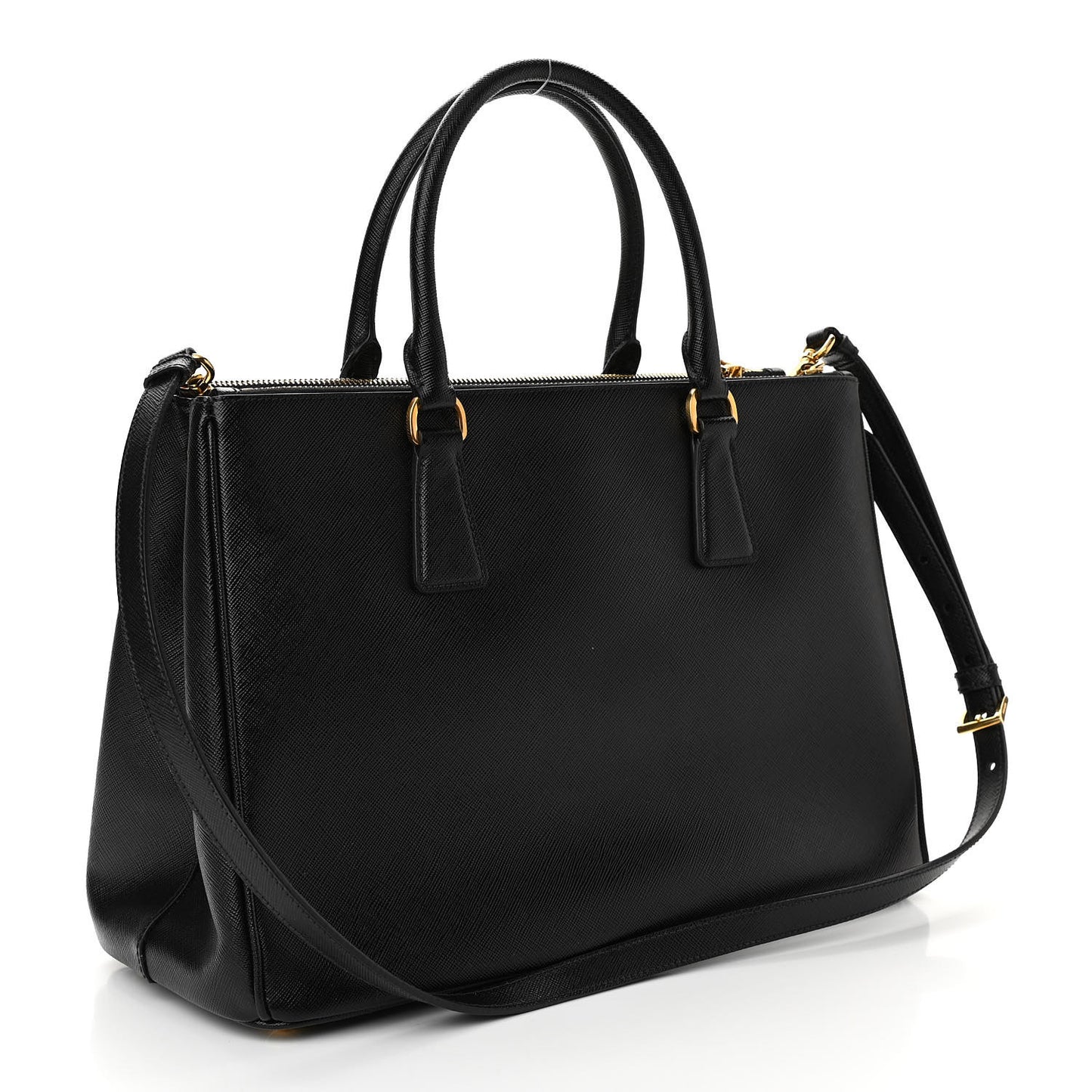 Saffiano Medium Galleria Double Zip Tote Black