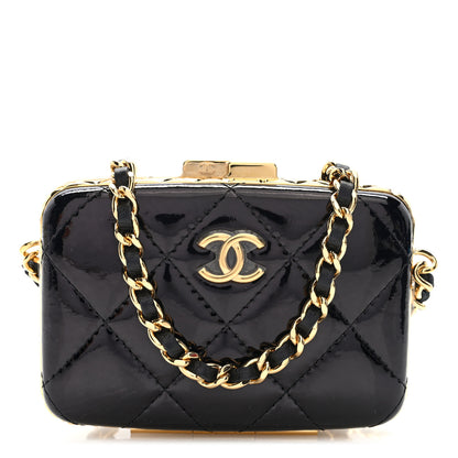 Chanel Glazed Goatskin Quilted Small Box With Chain Black 1 of 10