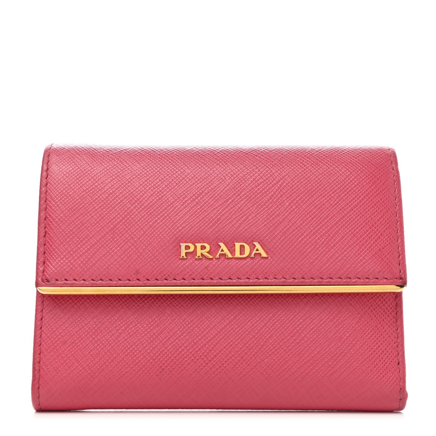 Saffiano Metal Bar Flap Wallet Peonia