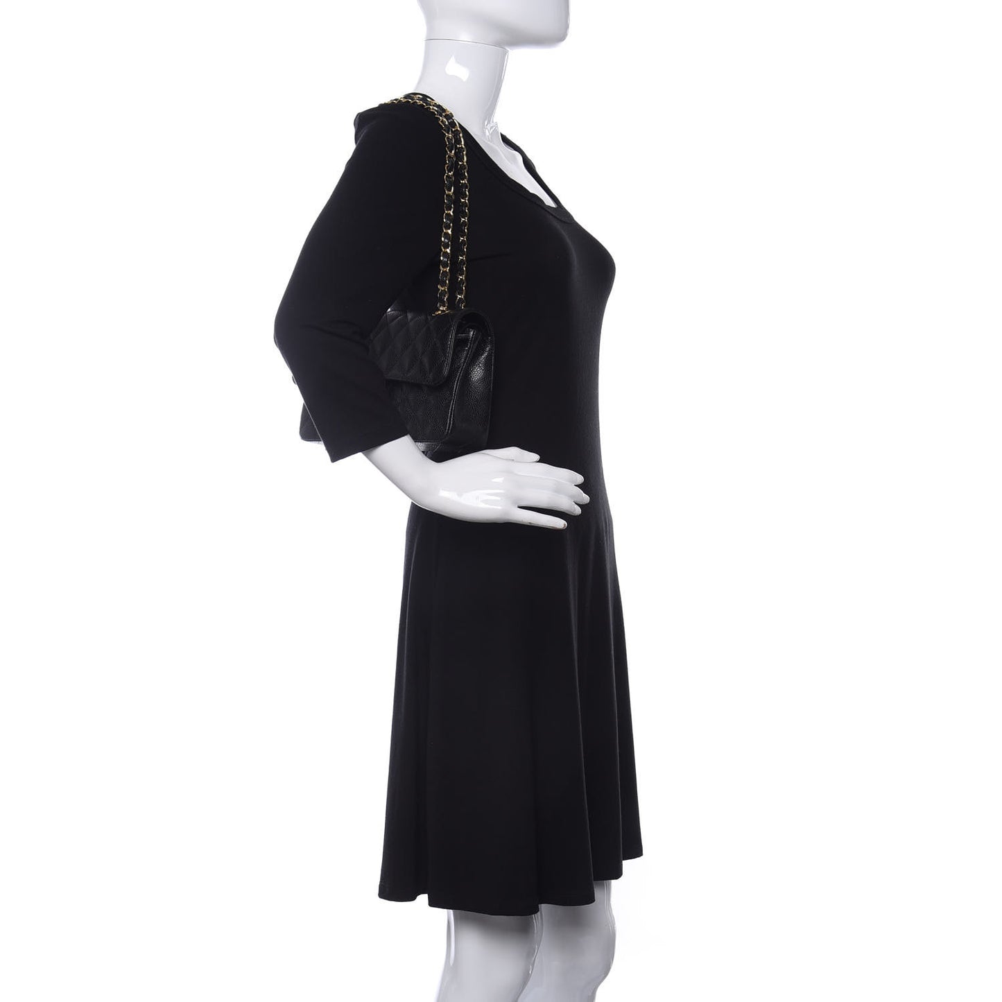 Caviar Quilted Small Double Flap Black