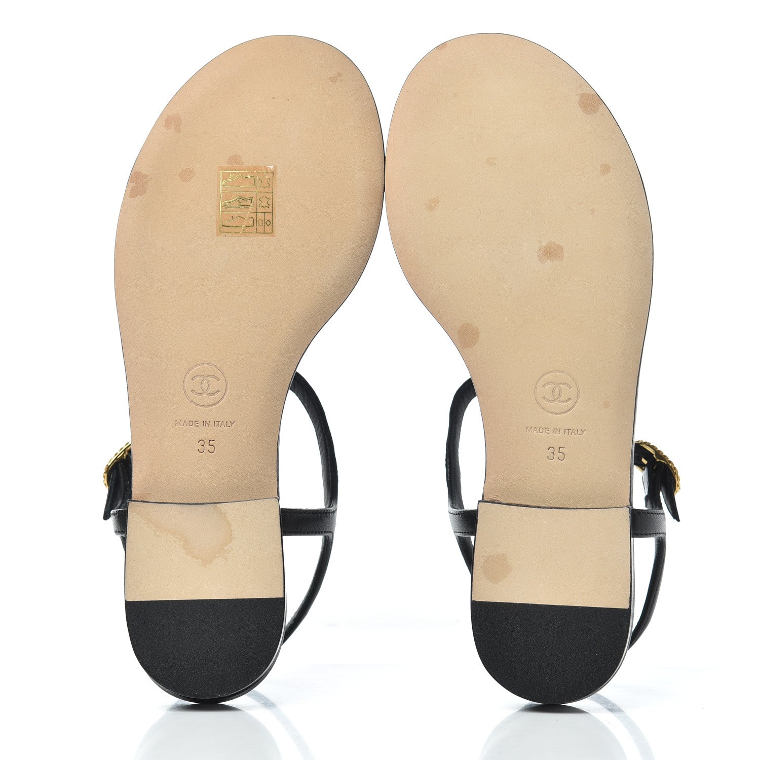 Chanel Lambskin Chain CC Logo Thong Sandals 35 Black 5 of 12