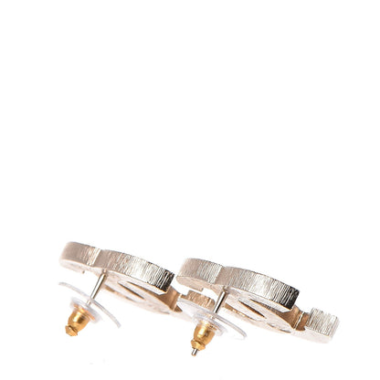 Chanel Metal Quilted CC Earrings Gold White 3 of 6