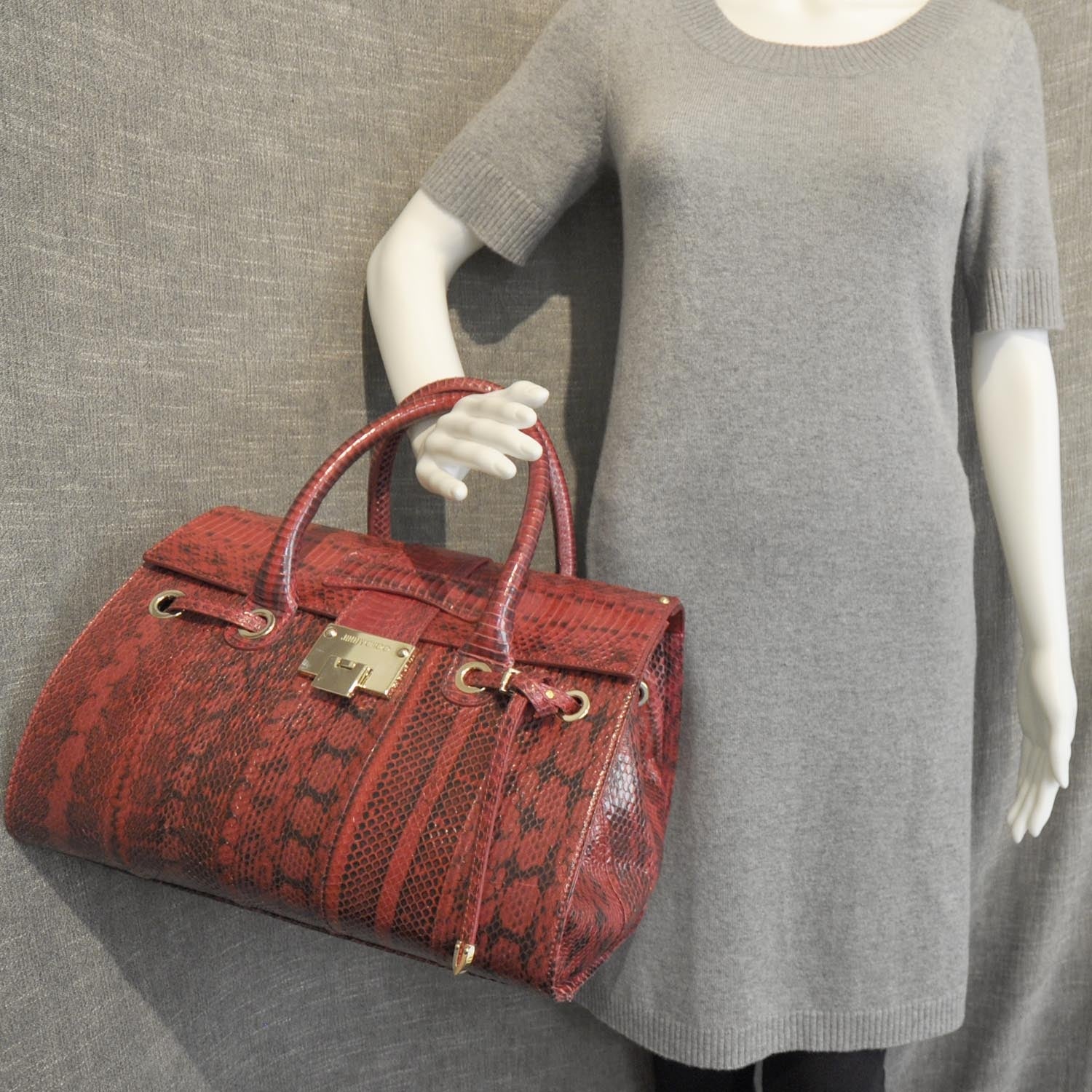 Jimmy Choo Gloss Snakeskin Medium Rosalie Satchel 3 of 8