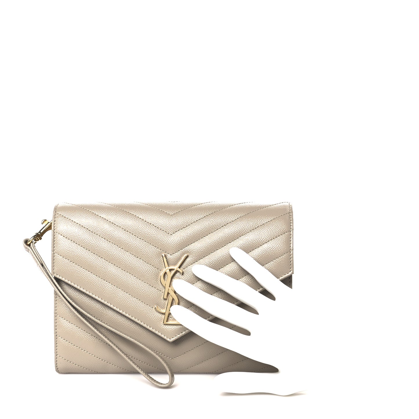 Grain De Poudre Matelasse Chevron Monogram Envelope Clutch Dark Beige