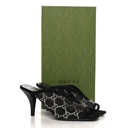 Gucci Tela Retino Kid Scamosciato Crystal GG Monogram Square G 95mm Slide Sandals 35  Black 8 of 8