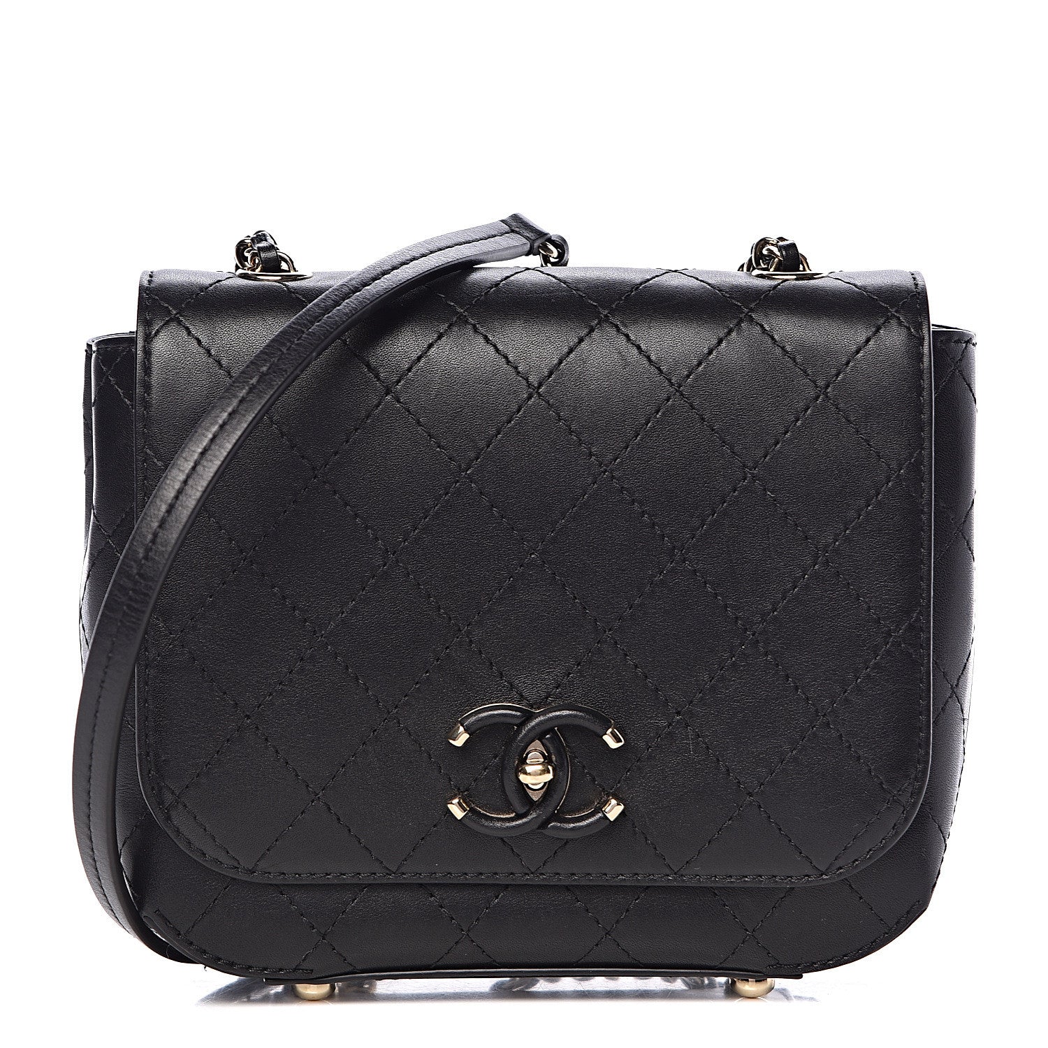 Chanel Calfskin Stitched Small Covered CC Flap Bag Black 1 of 11