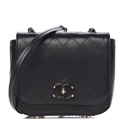 Chanel Calfskin Stitched Small Covered CC Flap Bag Black 1 of 11