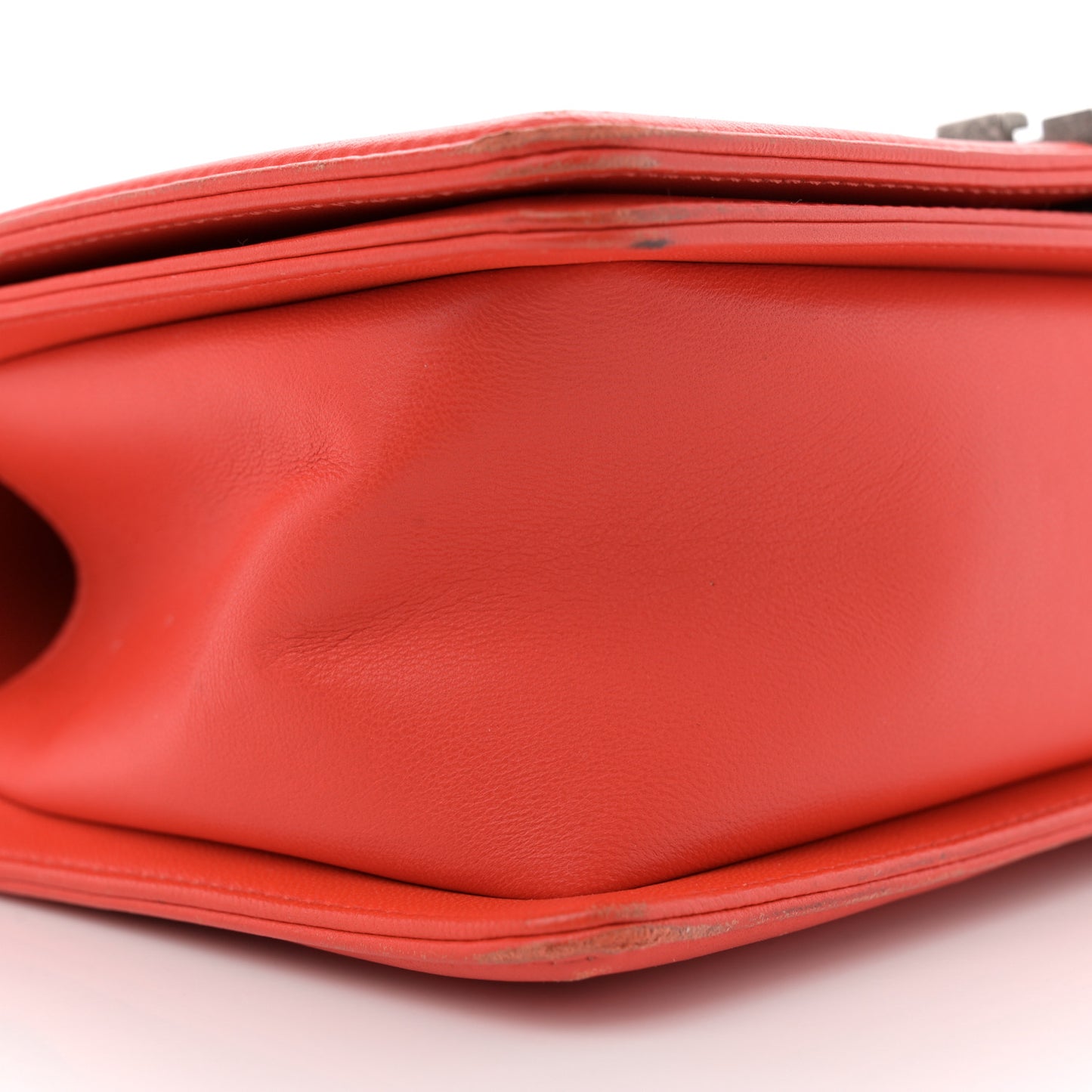 Wrinkled Lambskin Chevron Quilted Medium Boy Flap Orange