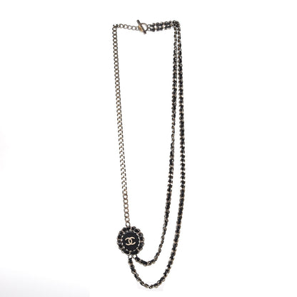Chanel Lambskin CC Long Chain Necklace Black Gold 3 of 7