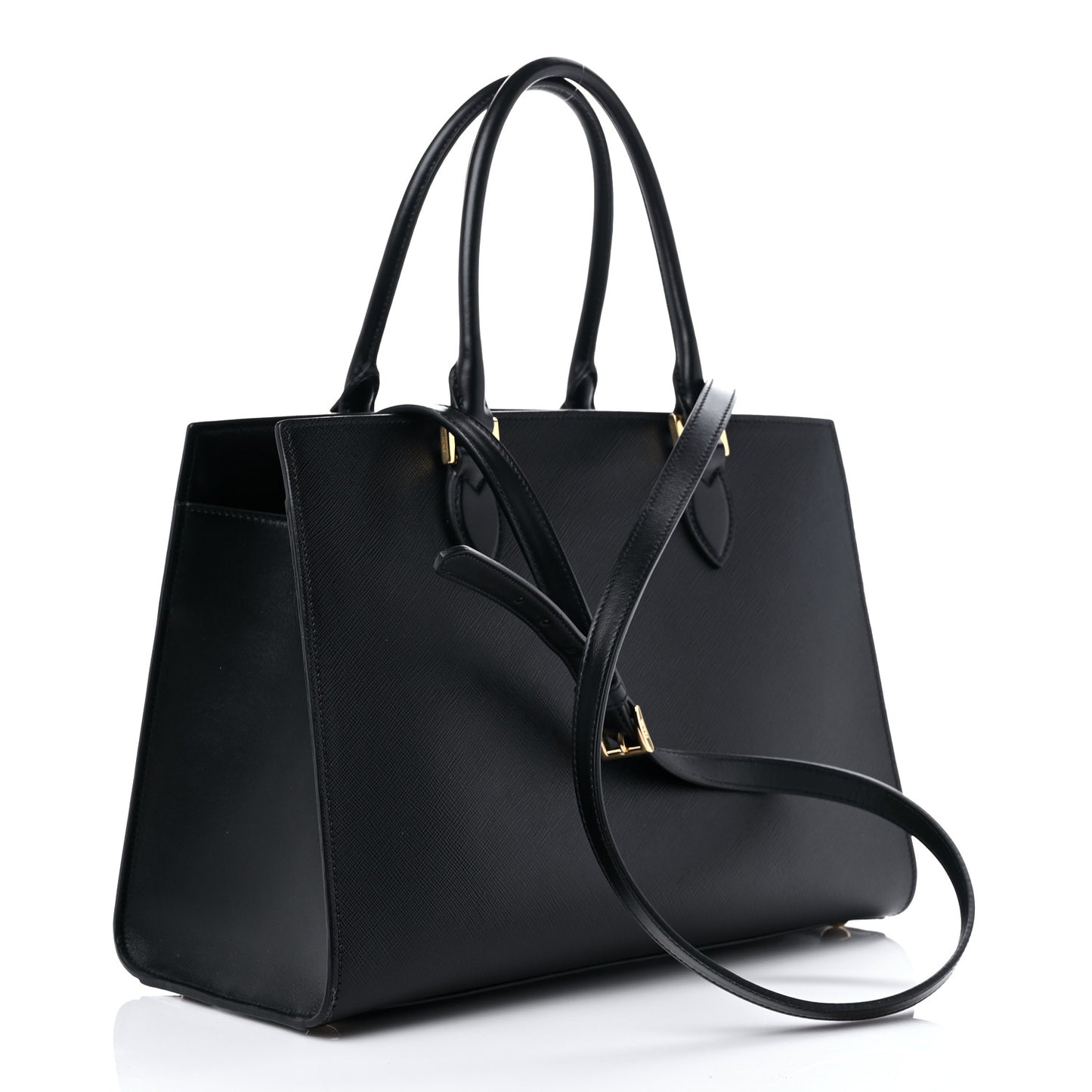 Saffiano Metal Top Handle Black