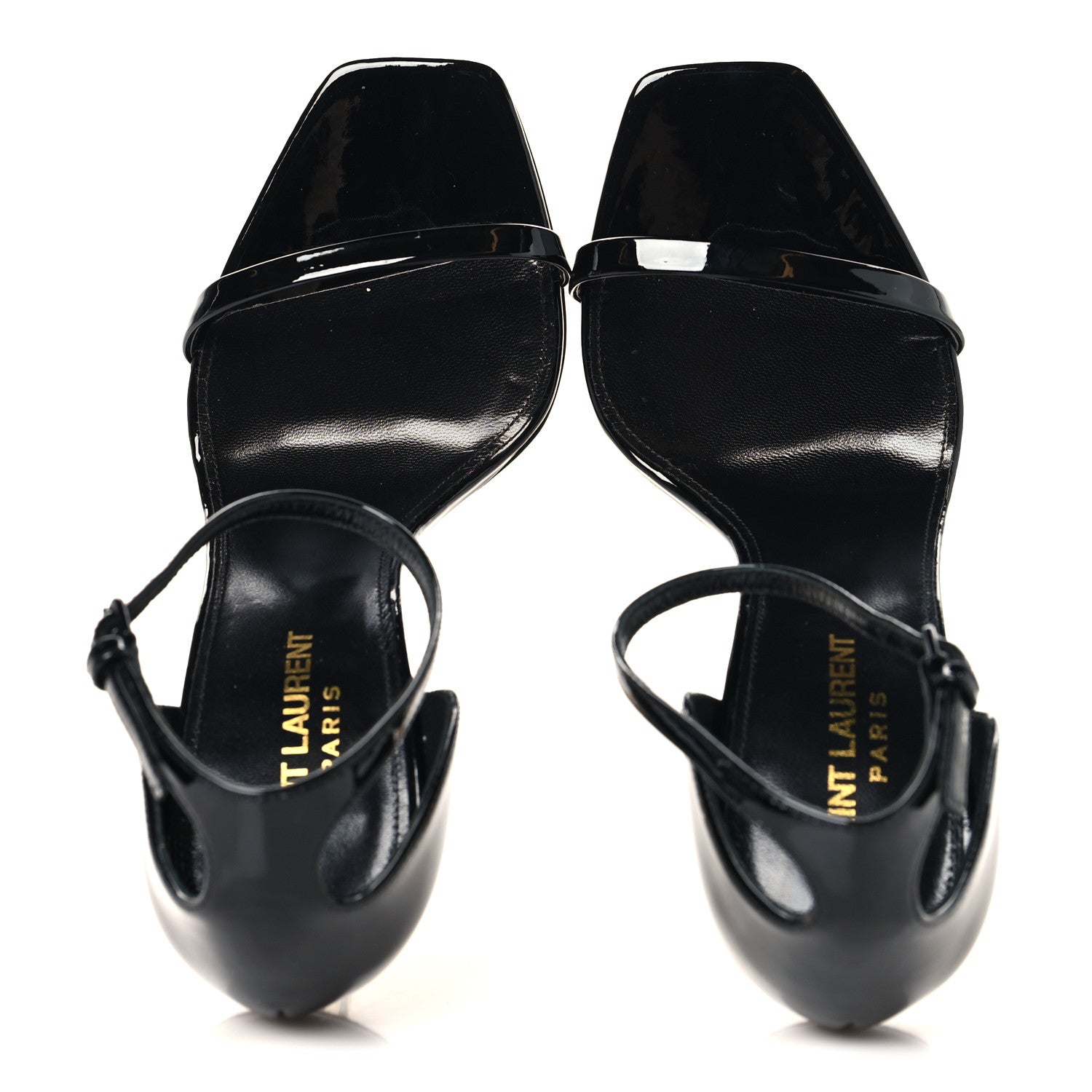 Saint Laurent Patent Calfskin Opyum 110 Sandals 37.5 Black Gold 2 of 9