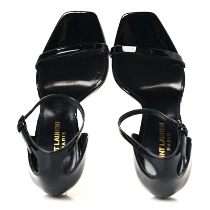 Saint Laurent Patent Calfskin Opyum 110 Sandals 37.5 Black Gold 2 of 9