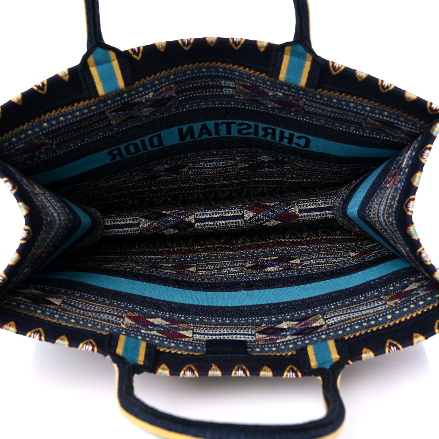 Canvas Embroidered Book Tote Blue Multicolor