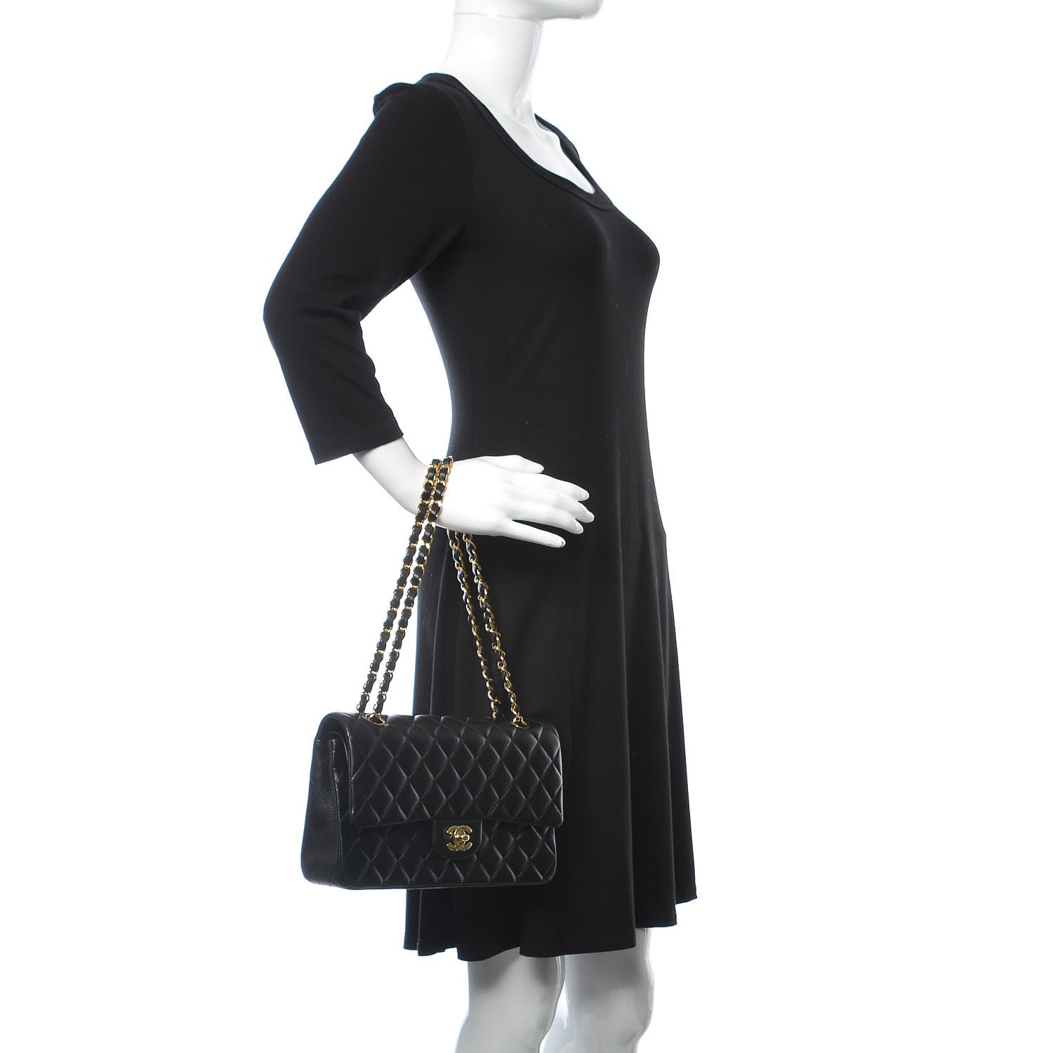 Chanel Lambskin Quilted Medium Double Flap Black 2 of 10