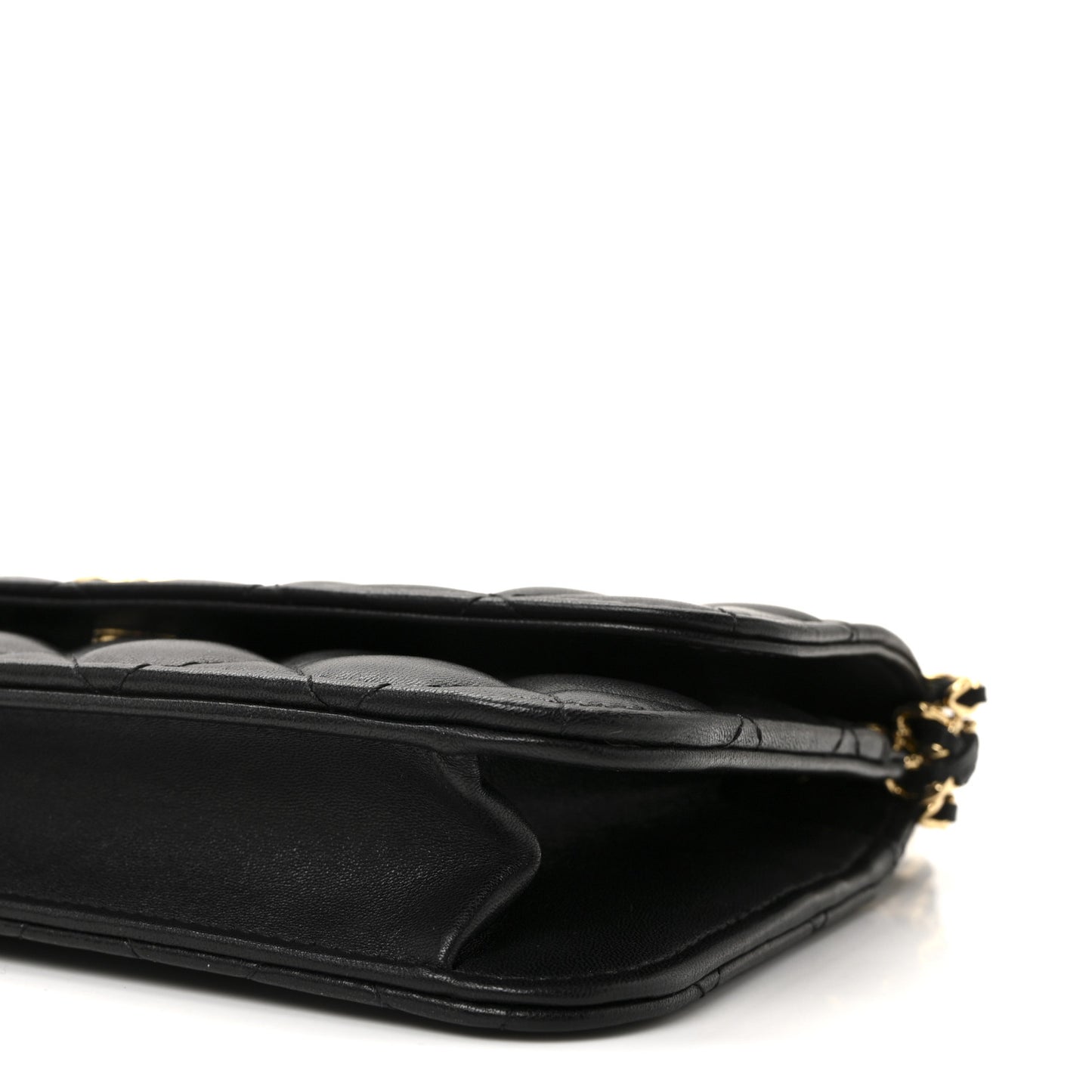 Lambskin Quilted Flap Shoulder Bag Chain Black