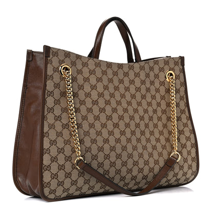 Gucci Monogram Calfskin Large Horsebit 1955 Tote Bag Beige Brown Sugar 3 of 13