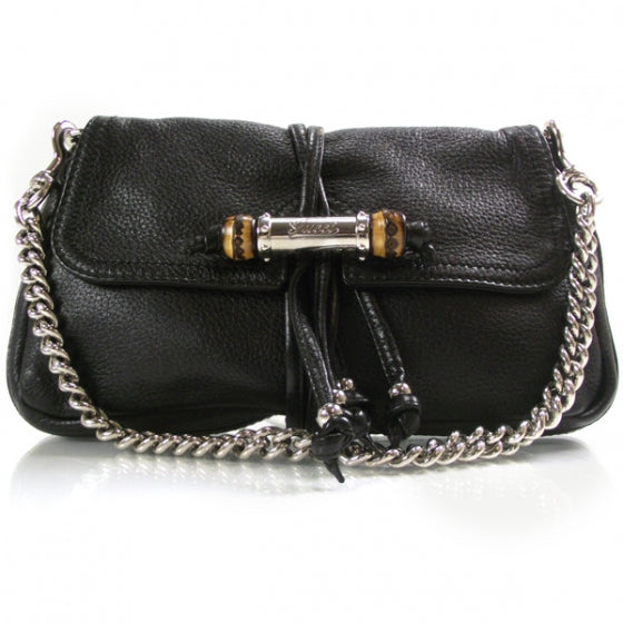 Leather Bamboo Croisette Evening Bag