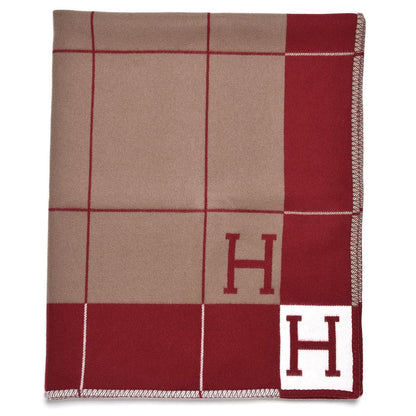 Hermes Wool Cashmere Avalon III Blanket Ecru Rouge H 1 of 3