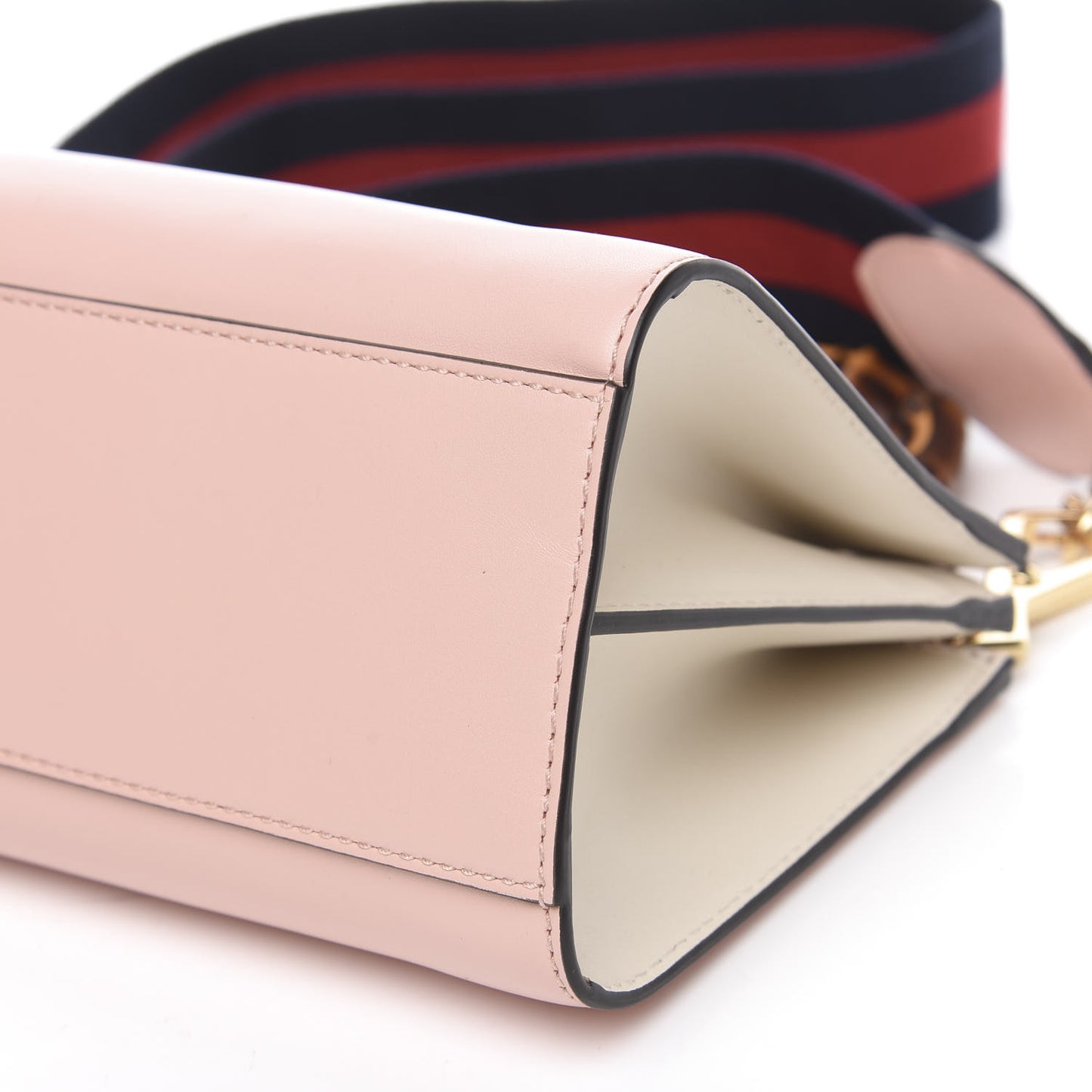 Nappa Bamboo Web Mini Nymphaea Top Handle Bag Perfect Pink Mystic White