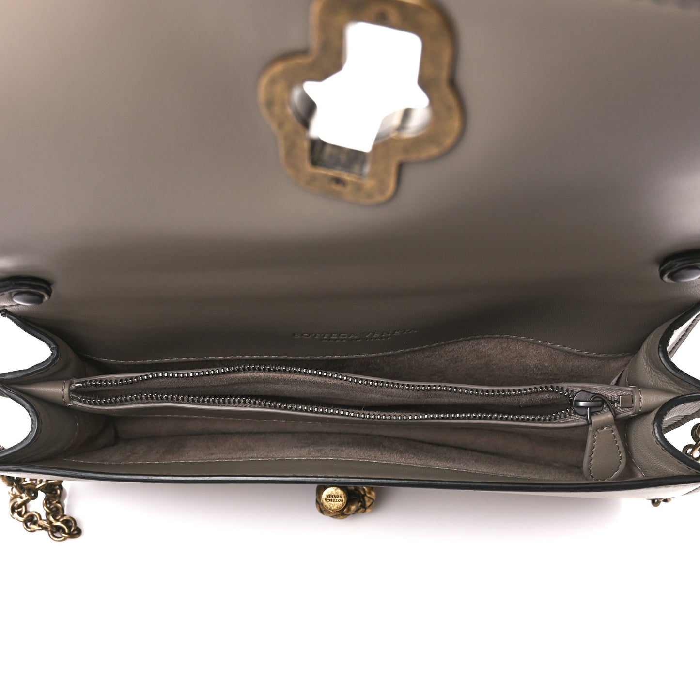 Nappa Ayers Intrecciato Club Stitch Knot Clutch Mist