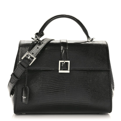Saint Laurent Lizard Le Fermoir Top Handle Bag Small Black 1 of 9