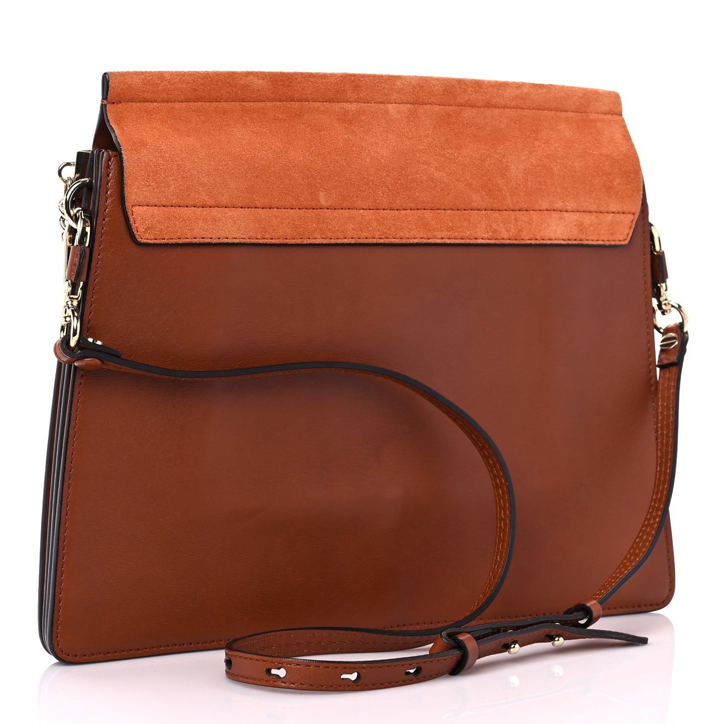 Suede Calfskin Medium Faye Shoulder Bag Tobacco