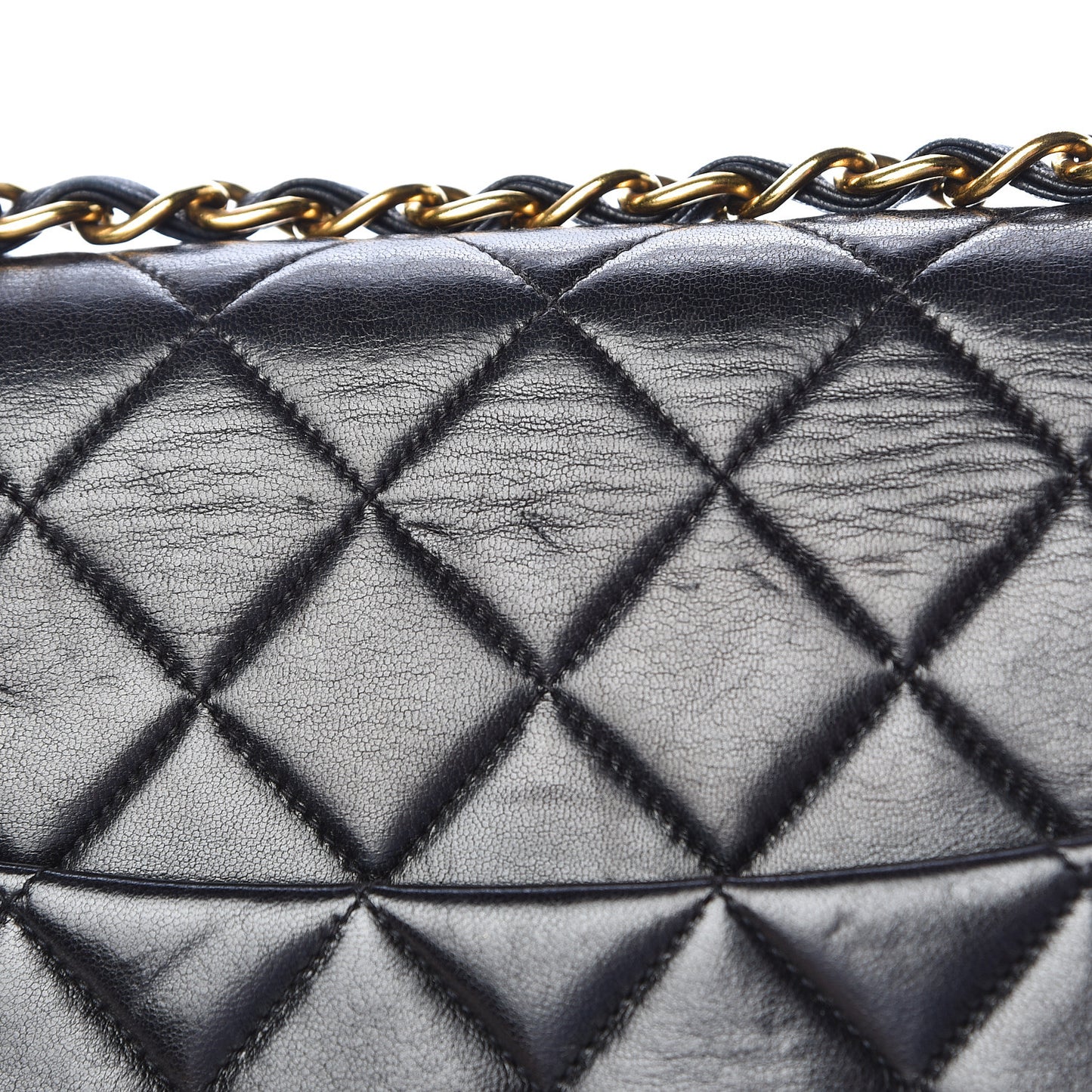 Lambskin Quilted Jumbo Single Flap Black