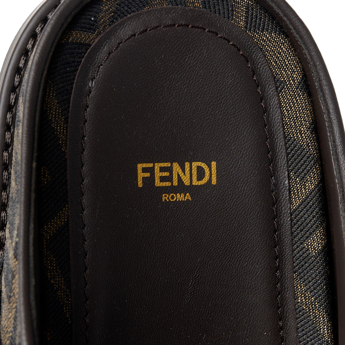 Fabric Jacquard Nappa FF Womens Sabot Mules 39 Tobacco Black
