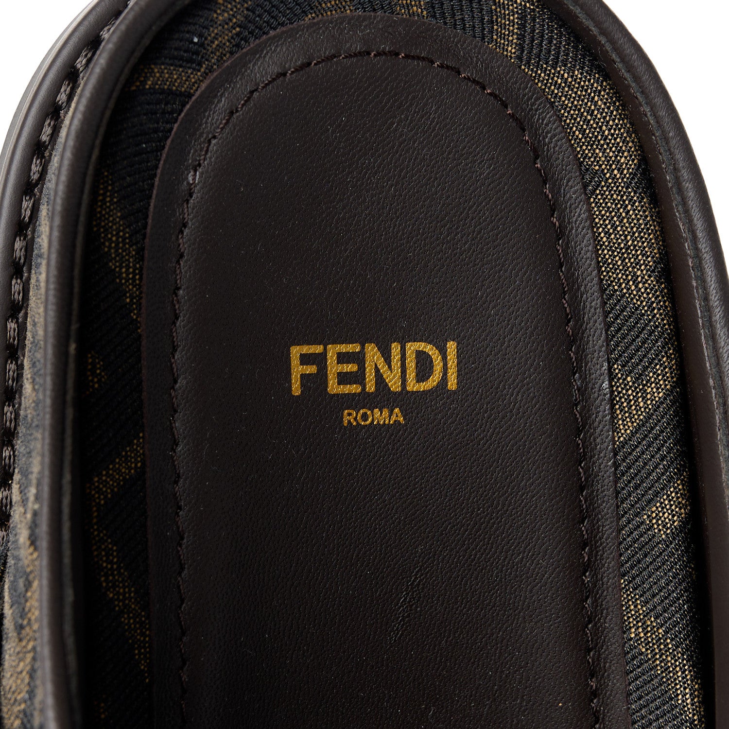 Fendi Fabric Jacquard Nappa FF Womens Sabot Mules 39 Tobacco Black 8 of 10