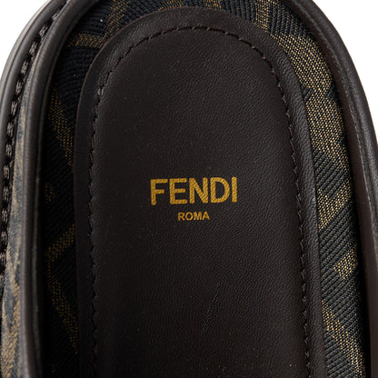 Fendi Fabric Jacquard Nappa FF Womens Sabot Mules 39 Tobacco Black 8 of 10