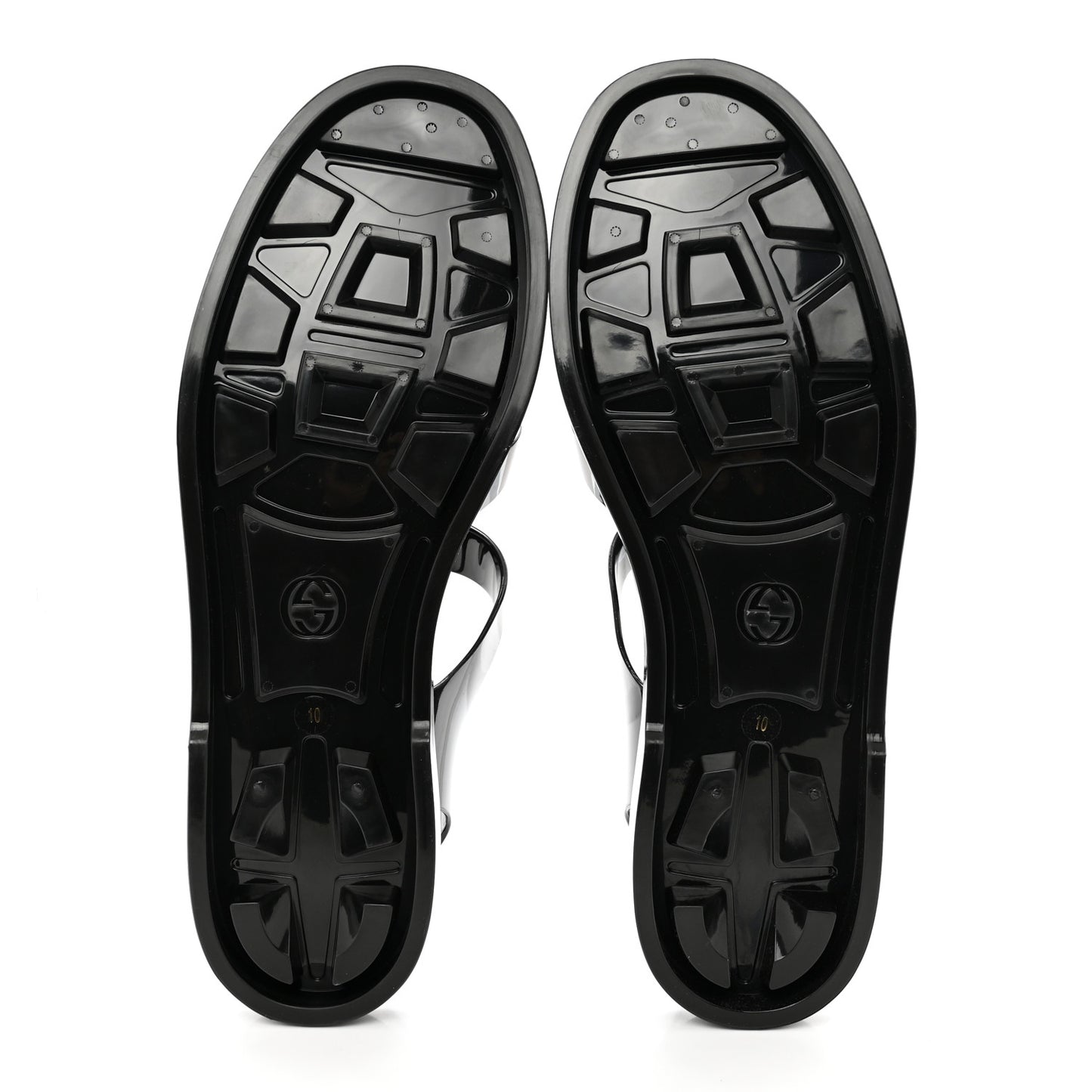 Shiny Rubber Womens Double G Buckle Strap Sandals 40 Black 10 Black