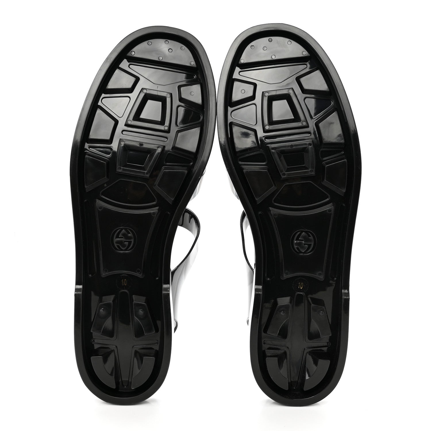Gucci Shiny Rubber Womens Double G Buckle Strap Sandals 40 Black 10 Black 5 of 8